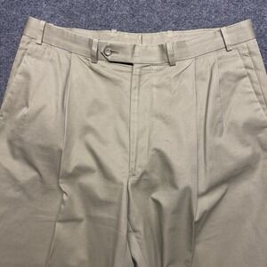 Brennan Amerigo Sz 36 Tan Pleated Cuffed Dress Slacks Trousers Khaki Adjustable